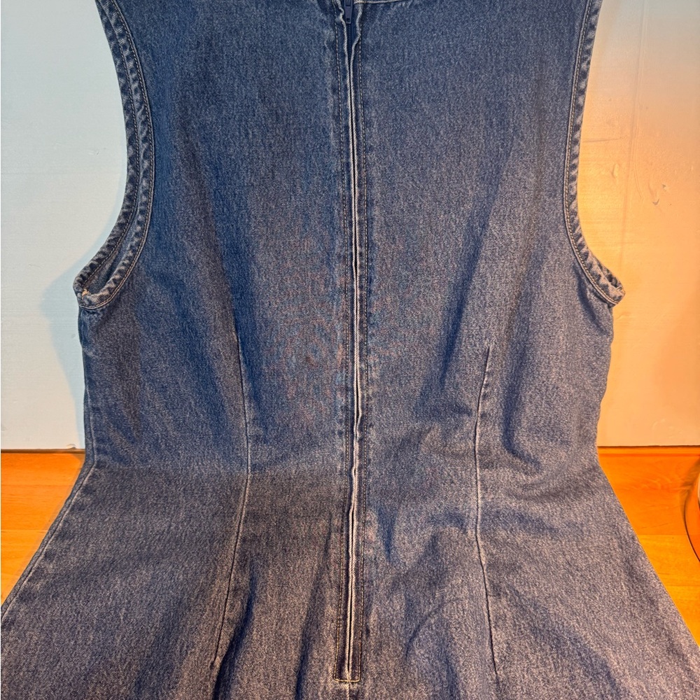 Expressions S/L Denim Dress Y2K Cotton Patriotic Heart Flag Americana Size 10 - Picture 10 of 10